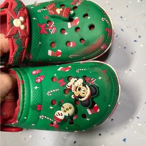 Disneyland Christmas CROCS Green Sandals with Holiday Decorations